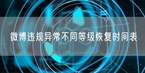 微博违规异常不同等级恢复时间表
